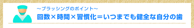 ブラッシングのポイント、回数×時間×習慣化＝いつまでも健全な自分の歯