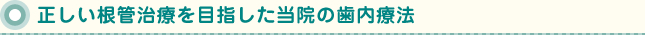 正しい根管治療を目指した当院の歯内療法